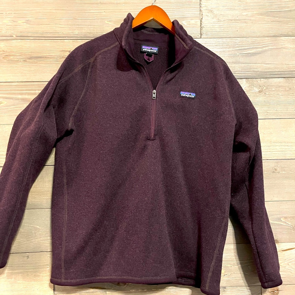 Patagonia Women's Quarter-Zip Fleece Pullover - Dark Plum XXL Great Condition